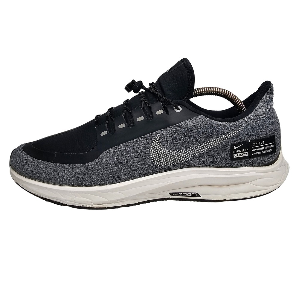 Nike Air Zoom Pegasus 35 Men 10.5 Black Shield Water Repellent Running Shoes - Picture 4 of 9